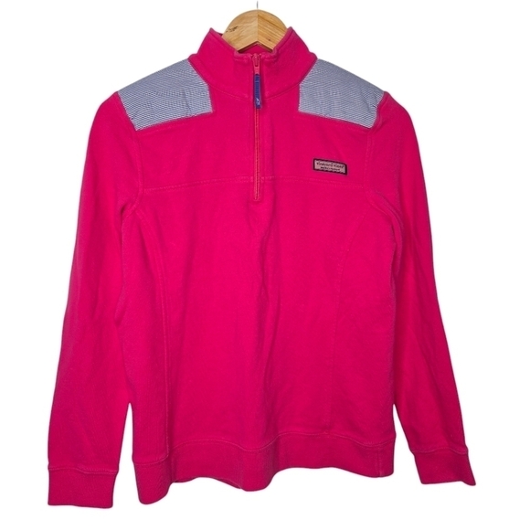 Vineyard Vines Women Preppy Pink Cape Cod Quarter Zip Pullover Sweatshirt Small - Picture 1 of 11